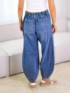 Women's Relaxed Fit Drawstring Denim Pants