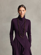 SYDNEY | ASYMMETRICAL MAXI KNIT DRESS WITH ROLL NECK