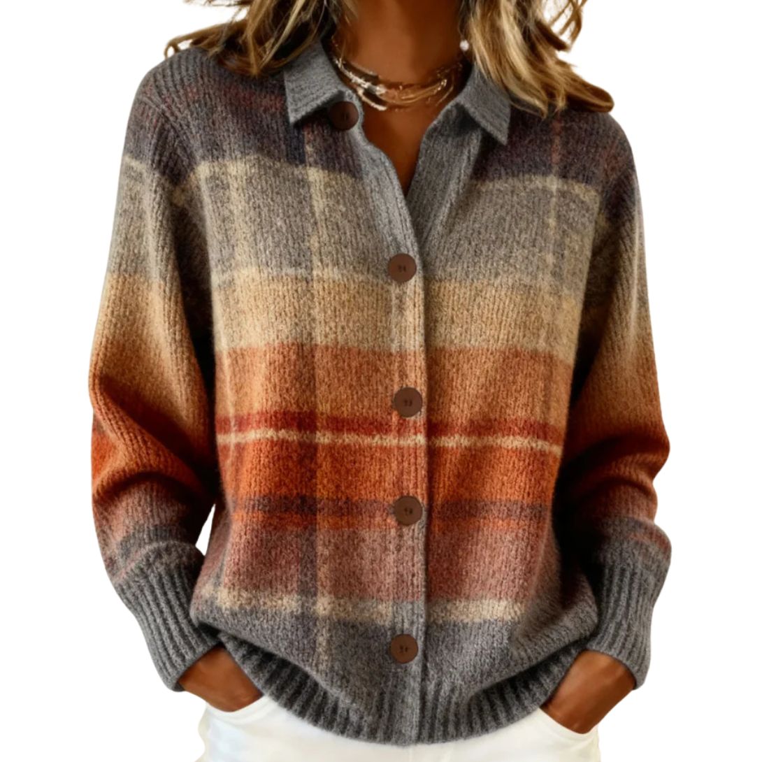 ELLIE | WINTER OMBRE PLAID CARDIGAN