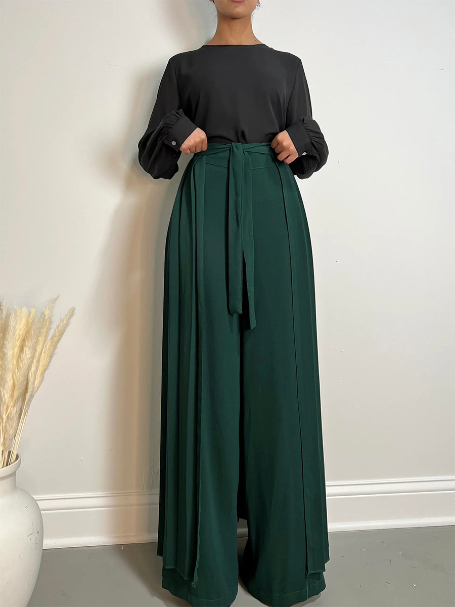 Lovely Pleated Overskirt Pants Set - Clearance Sale