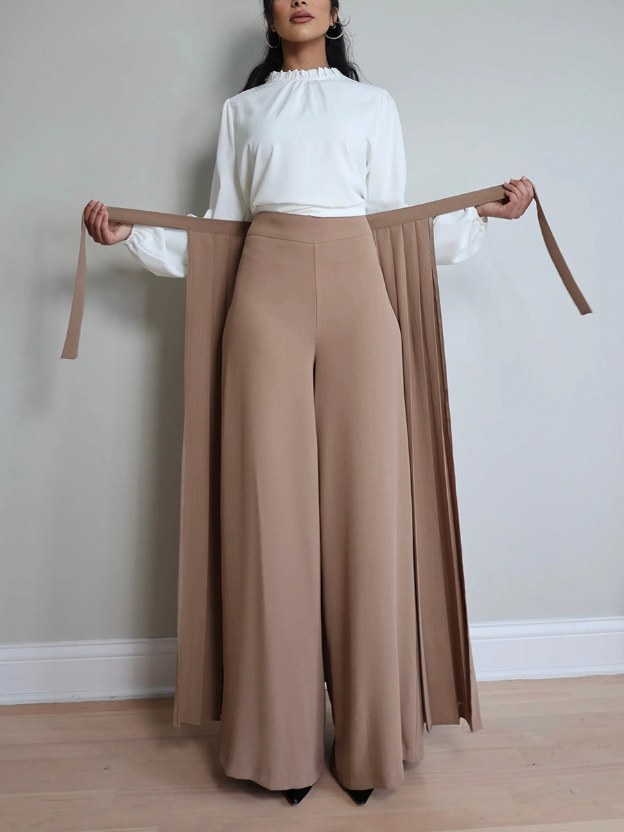 Lovely Pleated Overskirt Pants Set - Clearance Sale