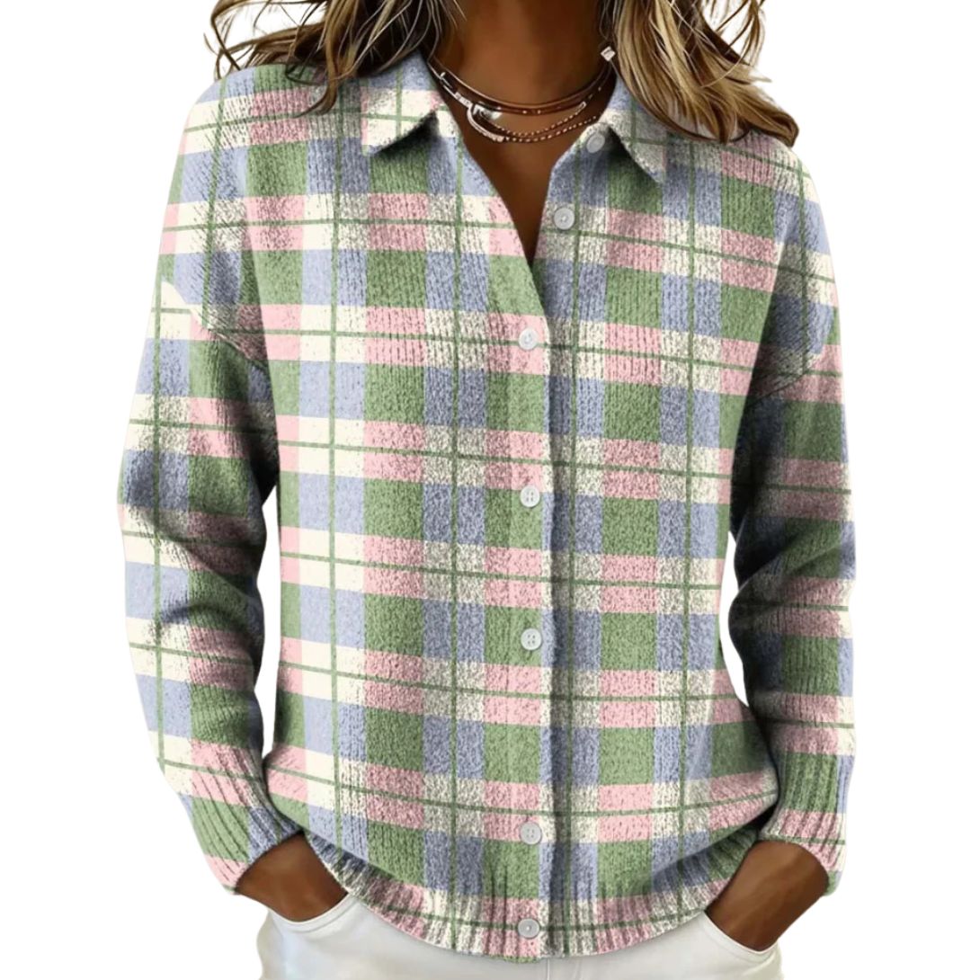 PENELOPE | PASTEL PLAID BUTTON CARDIGAN